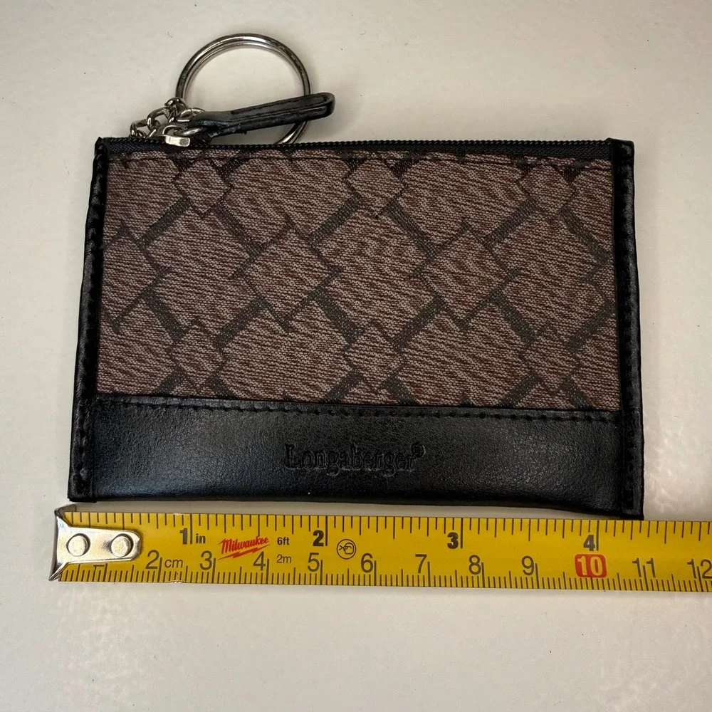 NEW Longaberger Signature Medium Cosmetic Bag and Coin Purse Set Brown Black - Picture 8 of 8